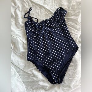 Tory Burch Navy Polka Dot One-Piece Swimsuit